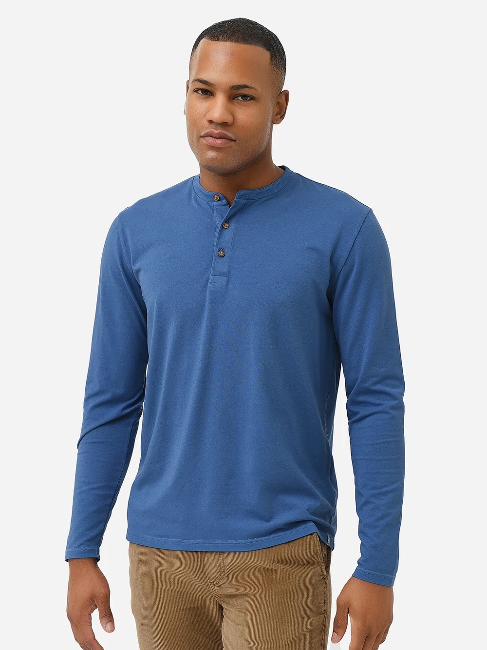 Peter Millar Crown men's blue long-sleeve jersey henley 100% Pima Cotton